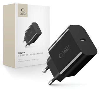 Tech-Protect NC20W USB-C 1-Porta PD20W sienas lādētājs – melns