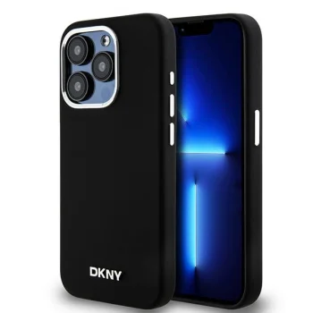 Apple iPhone 14 Pro 6.1'' DKNY Liquid Silicone Small Metal Logo MagSafe Case Cover, Black | Чехол Кабура...
