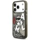 Karl Lagerfeld iPhone 17 Pro vāciņš Liquid Glitter Choupette Logo MagSafe, melns
