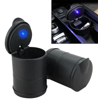 Car Ashtray with LED Lighting PLS38, Black