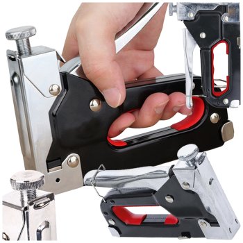 Heavy-Duty 3-in-1 Upholstery Staple Gun, Manual Metal Tacker 4-14mm