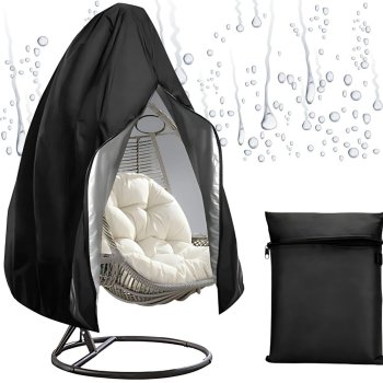 Karājamā krēsla pārvalks dārzam, ūdensizturīgs un UV izturīgs, melns