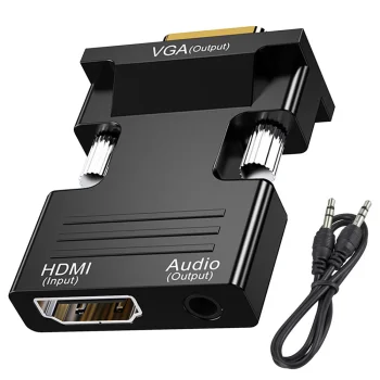 Адаптер-переходник HDMI на VGA (D-Sub) с аудио, черный