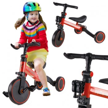 Bērnu Trīsritenis Līdzsvara Velosipēds Trike Fix Mini 3-in-1, Sarkans | Kids Tricycle Bicycle Balance Bike