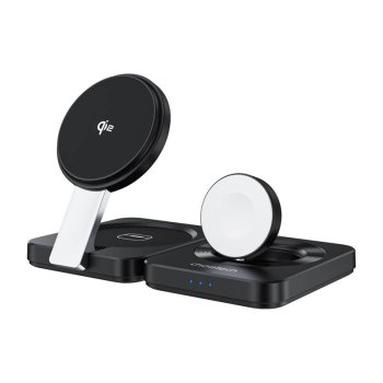 Choetech Qi2 salokāms 3-in-1 magnētiskais bezvadu lādētājs iPhone Apple Watch un AirPods