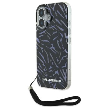 Karl Lagerfeld iPhone 16 Plus Case Zebra With Cord, Purple