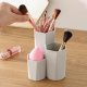 Makeup Brush and Cosmetic Organizer, 3 Compartments, Cream