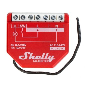 Shelly Qubino Wave1PM viedais kontrolieris, 1 kanāls, Z-Wave, sarkans