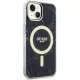 Guess iPhone 14 vāciņš Marble MagSafe, melns