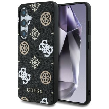 Guess 4G Printed Colored Peony Pattern MagSafe Case for Samsung Galaxy S25, Black