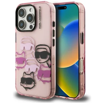 Karl Lagerfeld IML Multi K&C Head Pattern vāciņš iPhone 16 Pro Max, rozā