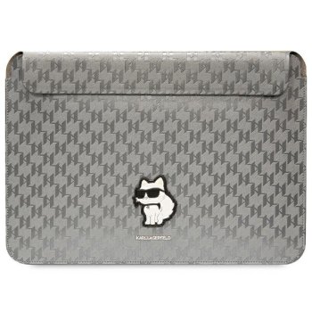 Чехол для ноутбука 14" Karl Lagerfeld Saffiano Monogram Choupette, серебристый