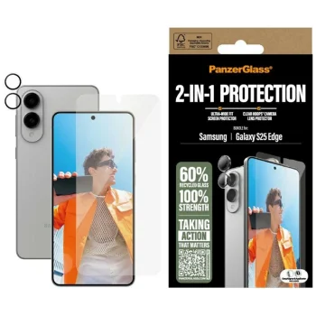 PanzerGlass Hoops+UWF 2-in-1 stikls un lēca Samsung Galaxy S25 Edge - caurspīdīgs | 2In1 Glass+Lens Transparent
