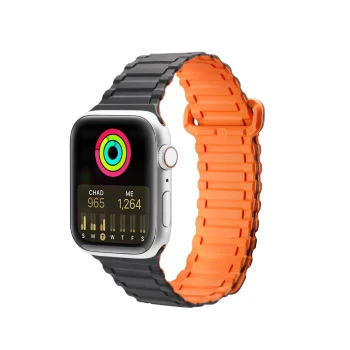 Dux Ducis Armor siksniņa Apple Watch (41 / 40 / 38 mm), silikona, magnētiska, melna/oranža