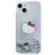 Hello Kitty iPhone 15 Case Liquid Glitter Charms Kitty Head, Silver
