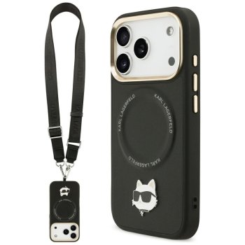 Karl Lagerfeld Big Strap Choupette Metal Logo MagSafe Phone Case Cover iPhone 17 Pro Max - Black