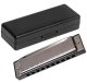 Compact Metal Harmonica for Beginners, Black-Silver