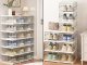 Modulārs 6 līmeņu apavu plaukts, saliekams organizators, balts