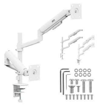 Ergo Office ER-692 W Dual Monitor Mount, Gas Spring, 17"-32", 1-10kg, White