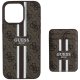 Guess iPhone 16 Pro Max vāciņš 4G Stripes ar MagSafe maku, brūns