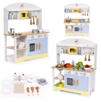 Детская деревянная кухня Ecotoys TL103013 с 12 аксессуарами