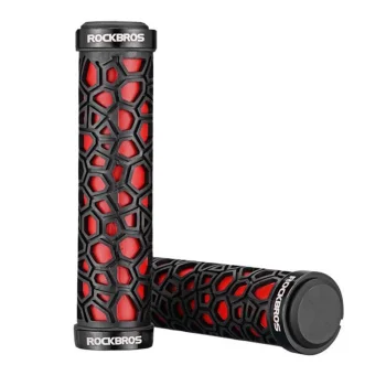 Rockbros 2017-14ARD Bicycle Handlebar Grips, 22 mm, Black and Red