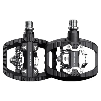 Rockbros PD303 velosipēda pedāļi ar platformu un SPD - Melni