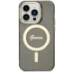 Guess iPhone 14 Pro vāciņš Glitter Gold MagSafe, melns