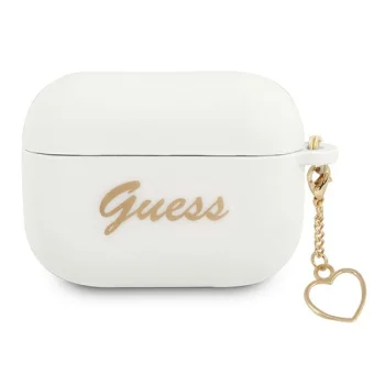 Чехол Guess Silicone Charm Heart Collection для AirPods Pro белый
