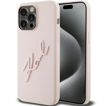 Apple iPhone 15 Pro 6.1'' Karl Lagerfeld Silicone Karl Script Cover Case, Pink