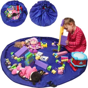 Kruzzel Basket for Toys with a Built-in Rug 150 cm, Blue