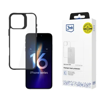 3mk iPhone 16 Pro vāciņš Satin Armor Case+, caurspīdīgs ar melnu rāmi
