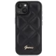 Guess iPhone 15 vāciņš Quilted Metal Logo, melns