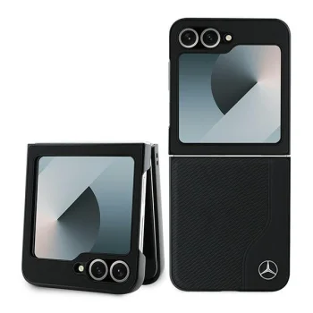 Чехол Mercedes Leather Wood Imitation MagSafe для Samsung Galaxy Z Flip 6 - Черный
