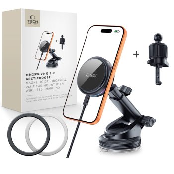 Tech-Protect V9 MagSafe 25W Qi 2.2 auto lādētājs – melns | Phone Car Charger