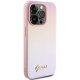 Guess iPhone 15 Pro vāciņš Saffiano Iridescent Script, rozā
