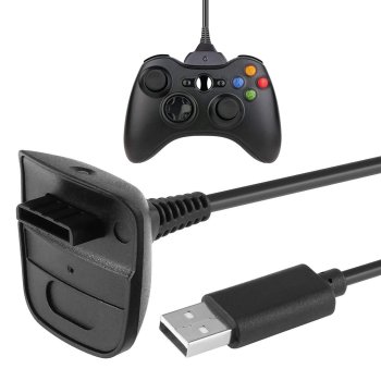 Xbox 360 Play & Charge USB uzlādes kabelis kontrolierim melns