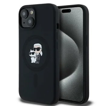 Чехол Karl Lagerfeld Silicone Karl & Choupette MagSafe для iPhone 15 Plus / 14 Plus, черный