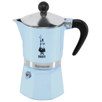 Bialetti Rainbow espresso kafijas kanna, 3 tasītes (130ml), Gaiši zila
