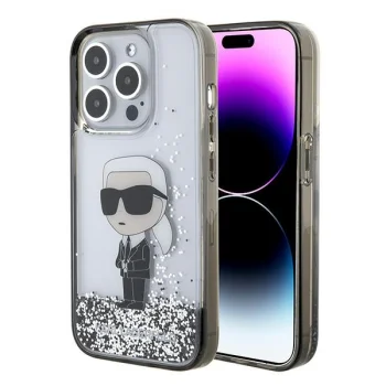 Karl Lagerfeld Liquid Glitter Ikonik telefona vāciņš maciņs iPhone 15 Pro Max - caurspīdīgs | Phone Case Cover...