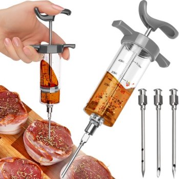 Ruhhy 00023055 Meat Injector Syringe with 3 Needles, 50 ml