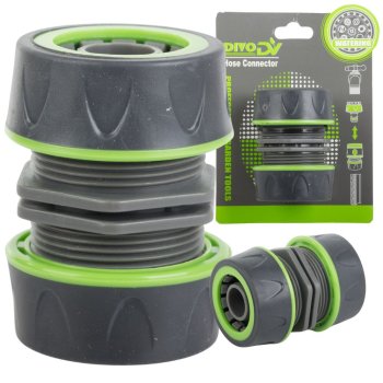 3/4 Inch Garden Hose Repair Connector DIVO Leak-Proof Fitting, Green-Black