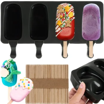 Silikona Veidne Forma Saldējuma Pagatavošanai + 50 Kociņi | Ruhhy Silicone Mold for Ice Cream
