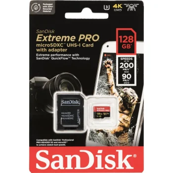 Atmiņas karte SanDisk Extreme Pro microSDXC 128 GB UHS-I U3 V30 A2