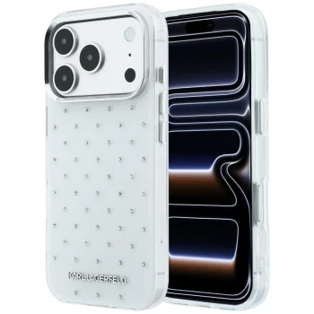 Karl Lagerfeld IML Rhinestones Allover vāciņš iPhone 17 / 18 Pro Max, balts