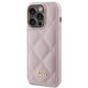 Guess iPhone 15 Pro Max vāciņš Quilted Metal Logo, rozā