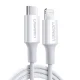 Ugreen US171 USB-C uz Lightning kabelis, 20W, 1m, Balts