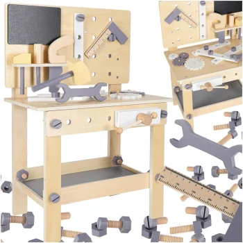 Bērnu Rotaļu Komplekts Konstruktors Koka Darbnīca ar koka darbarīkiem un galdu | Workshop with wooden tools and...