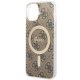 Guess iPhone 14 Case IML 4G Gold Stripe MagSafe, Brown