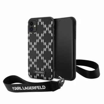 Karl Lagerfeld iPhone 11 / XR vāciņš Monogram Losange Saffiano, melns